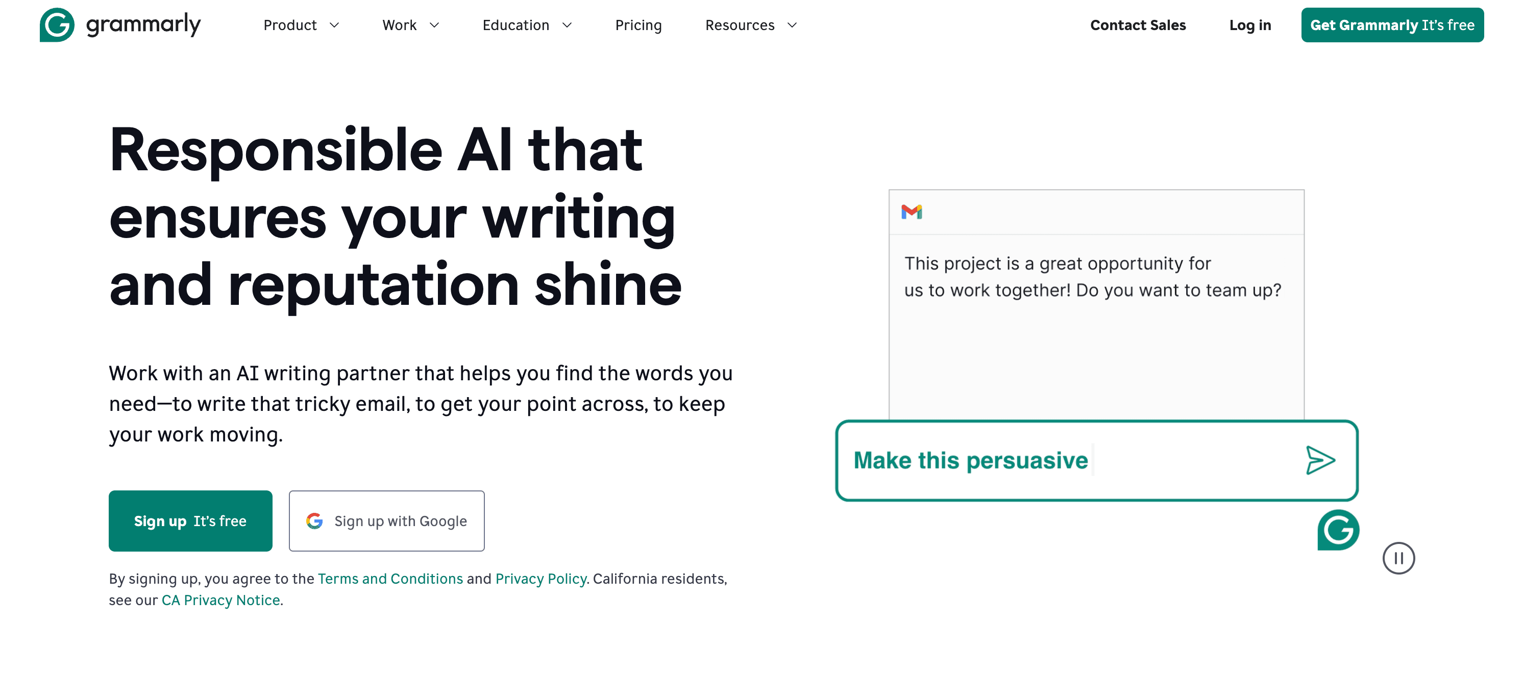 Grammarly home page