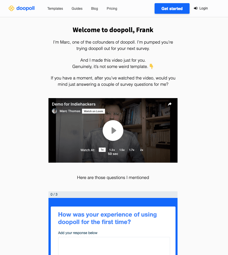 Doopoll test landing page screenshot